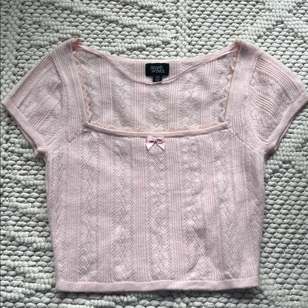 Pink Lace Knit Top